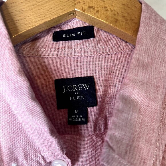 J Crew Flex Slim Fit Pink Long Sleeve Button Up Men's Cotton Shirt Size Medium - Picture 3 of 8
